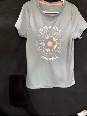 DSG Kids Gray Short Sleeve Tee with Sunflower Soccer Graphic